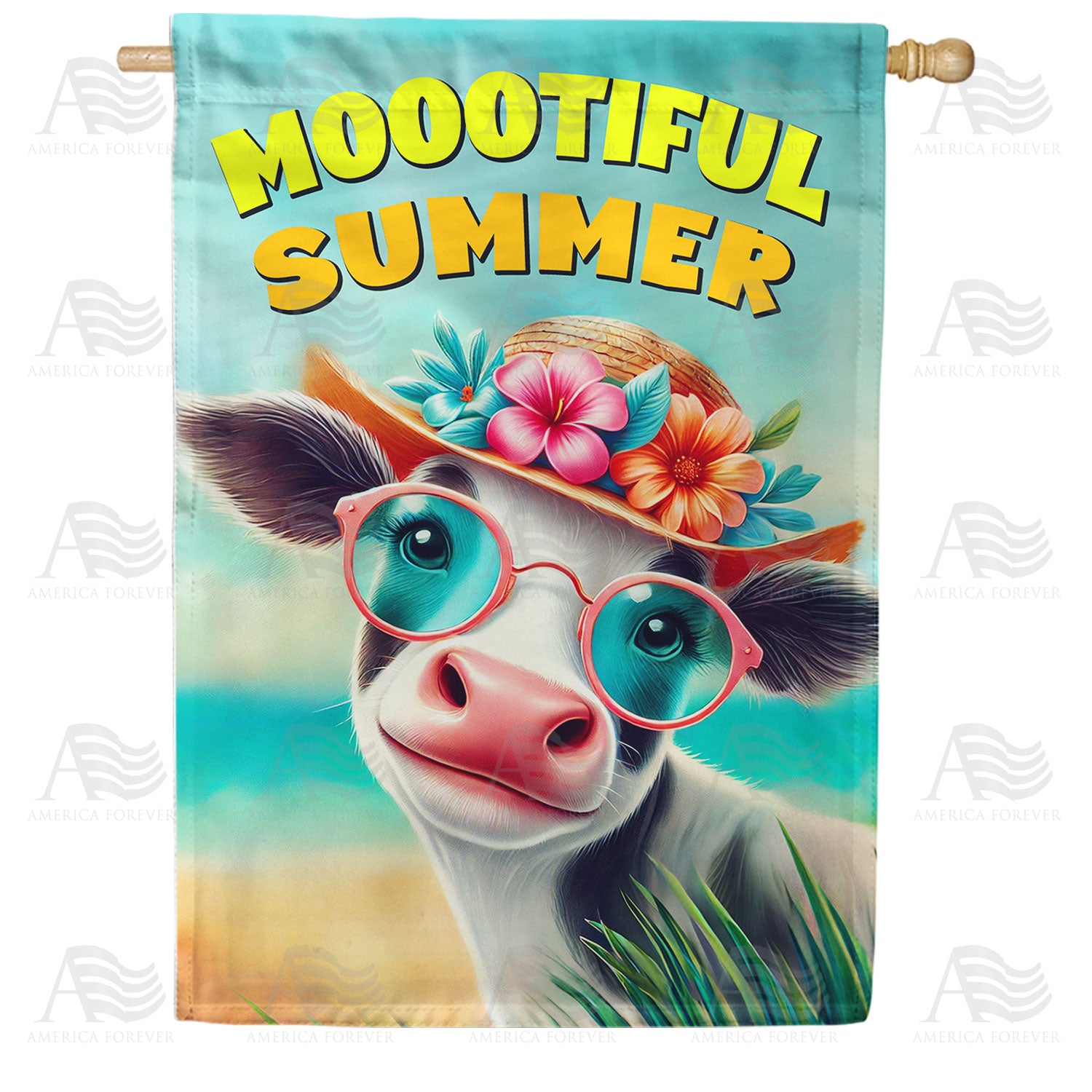 America Forever Moootiful Summer Cow House Flag