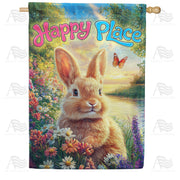 America Forever Happy Place Bunny House Flag