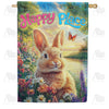 America Forever Happy Place Bunny House Flag