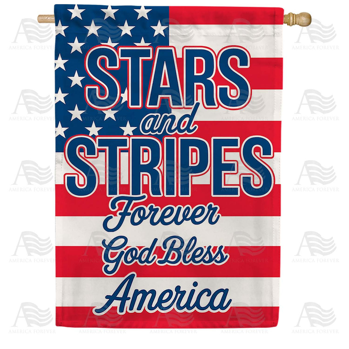 Stars and Stripes Forever God Bless America House Flag