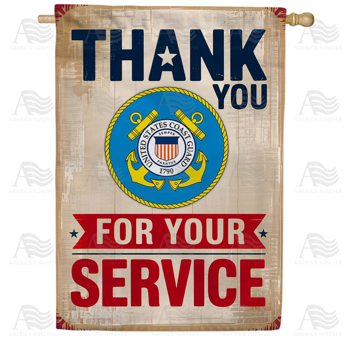 Thank You Coast Guard Service House Flag