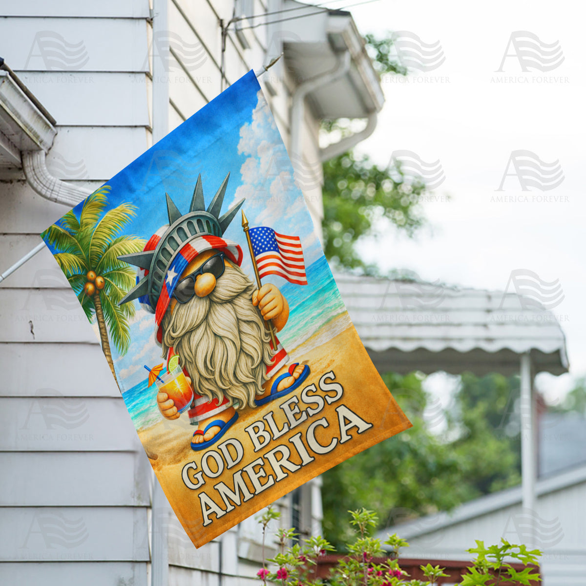 America Forever God Bless America Gnome House Flag