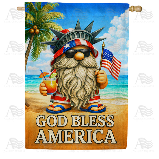 God Bless America Gnome House Flag