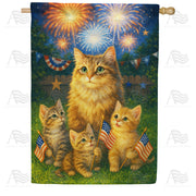 America Forever Patriotic Cats Fireworks Fourth of July House Flag