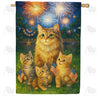 America Forever Patriotic Cats Fireworks Fourth of July House Flag