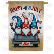 America Forever Happy 4th of July Patriotic Gnomes House Flag