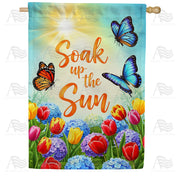 America Forever Soak Up the Sun Butterflies Flowers House Flag