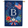America Forever Floral Fireworks Monogram House Flag