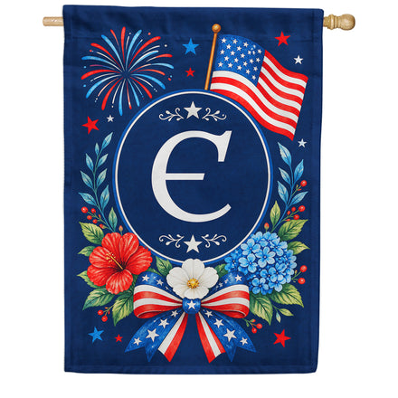 America Forever Floral Fireworks Monogram House Flag