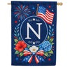 America Forever Floral Fireworks Monogram House Flag