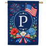 America Forever Floral Fireworks Monogram House Flag