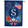 America Forever Floral Fireworks Monogram House Flag