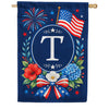 America Forever Floral Fireworks Monogram House Flag