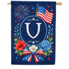 America Forever Floral Fireworks Monogram House Flag