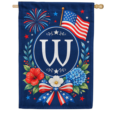 America Forever Floral Fireworks Monogram House Flag