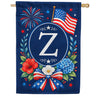 America Forever Floral Fireworks Patriotic Monogram House Flag