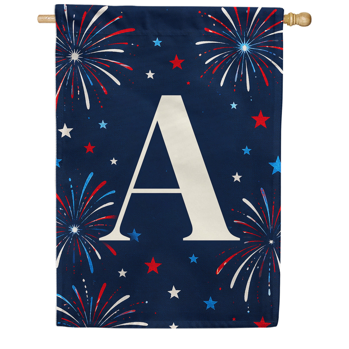 America Forever Patriotic Fireworks Monogram House Flag