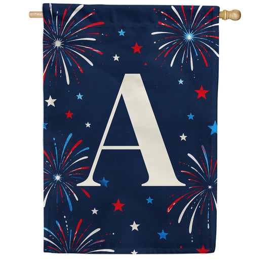America Forever Patriotic Fireworks Monogram House Flag