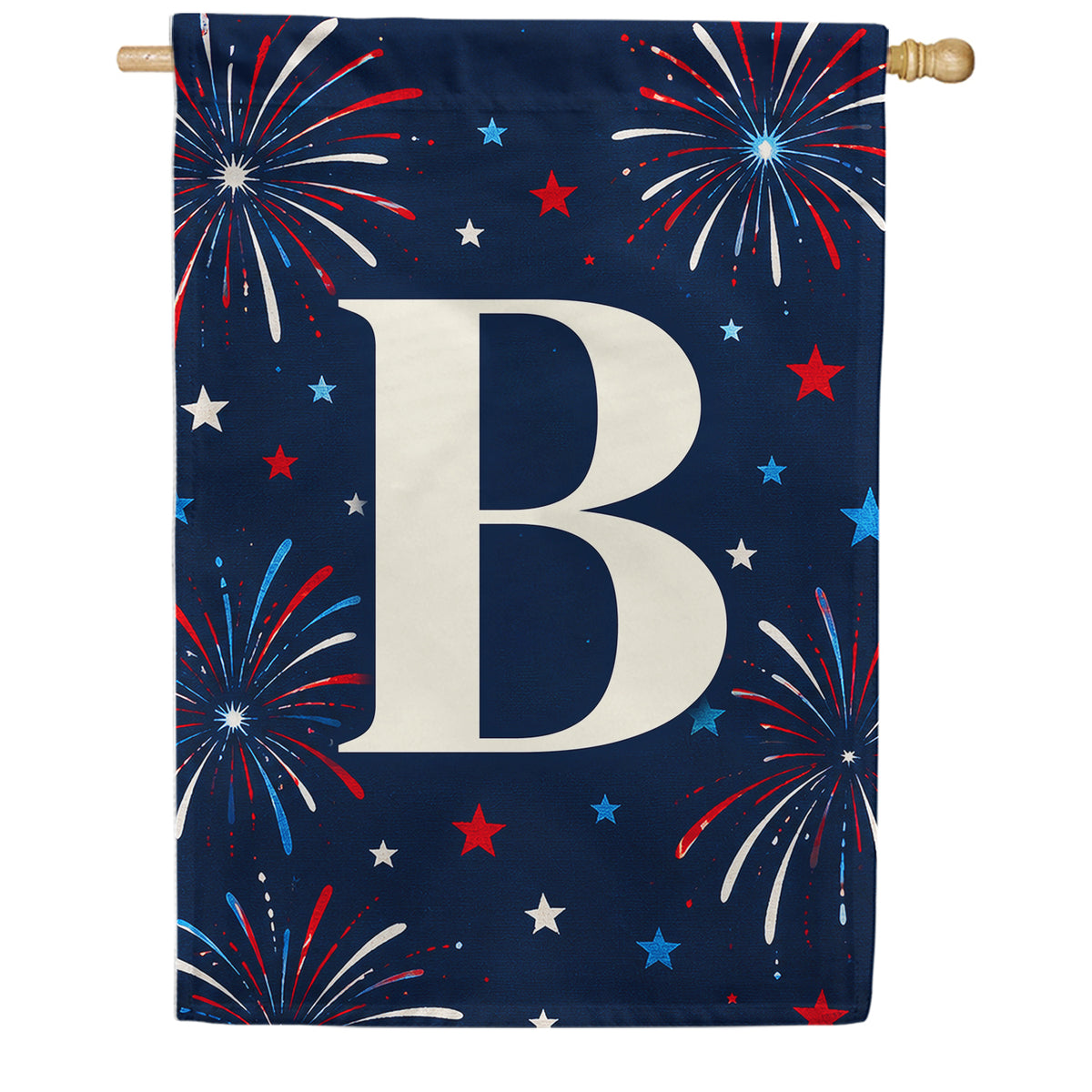 America Forever Patriotic Fireworks Monogram House Flag