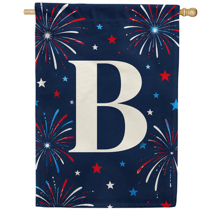 America Forever Patriotic Fireworks Monogram House Flag