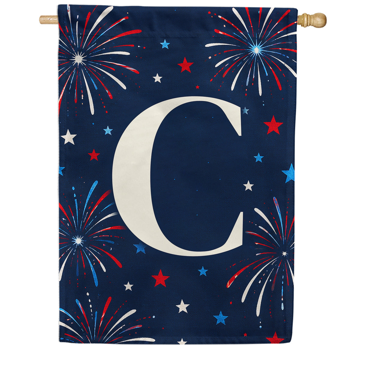 America Forever Patriotic Fireworks Monogram House Flag