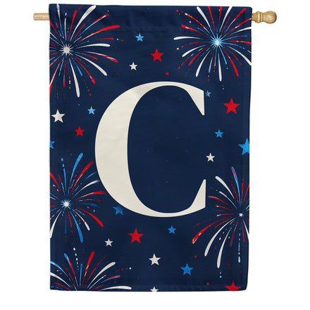 America Forever Patriotic Fireworks Monogram House Flag