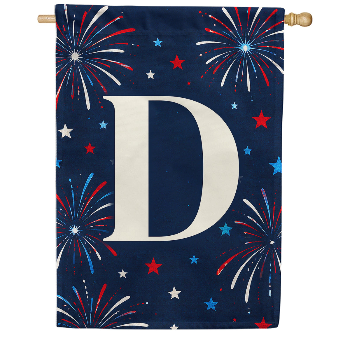 America Forever Patriotic Fireworks Monogram House Flag