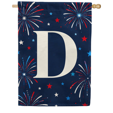 America Forever Patriotic Fireworks Monogram House Flag