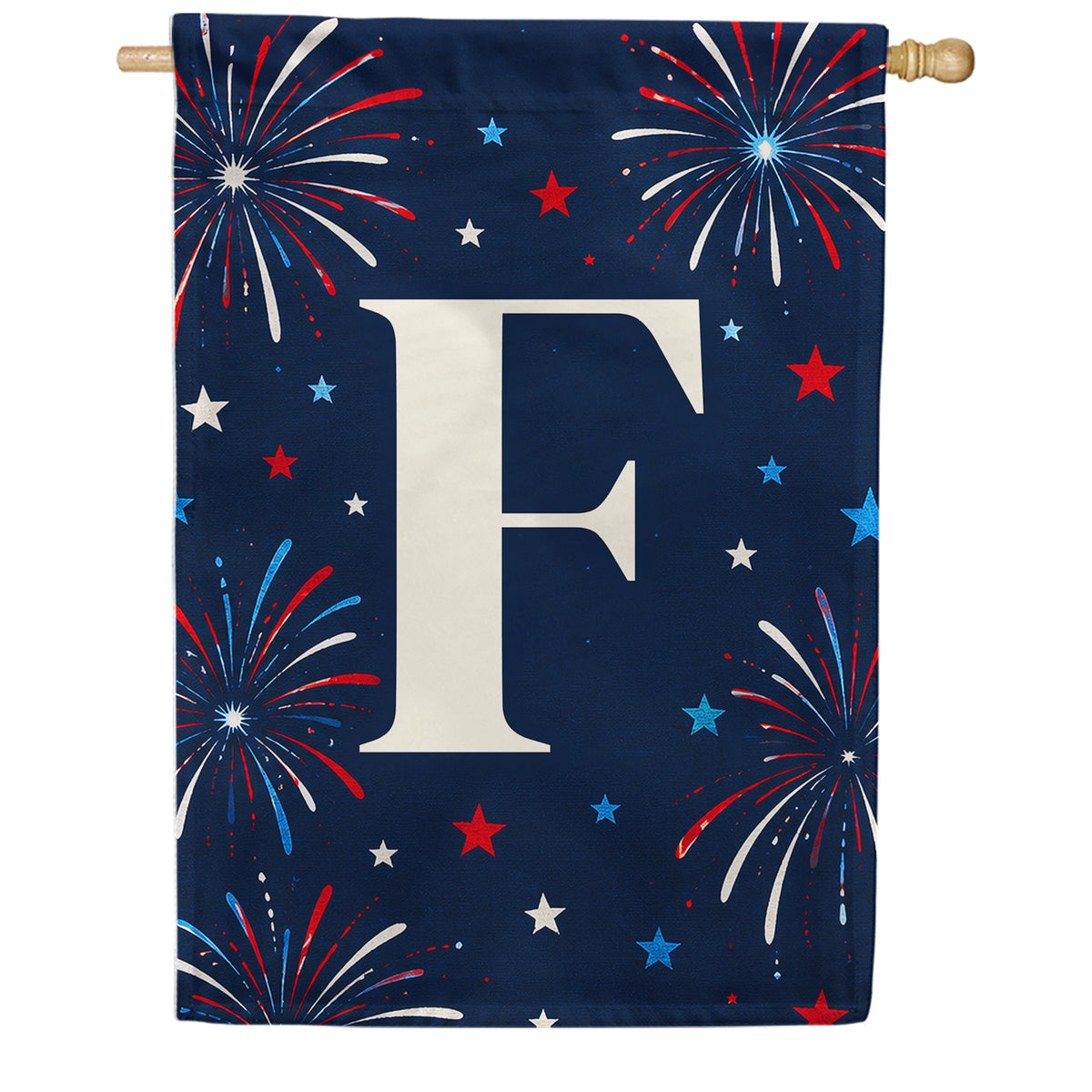 America Forever Patriotic Fireworks Monogram House Flag