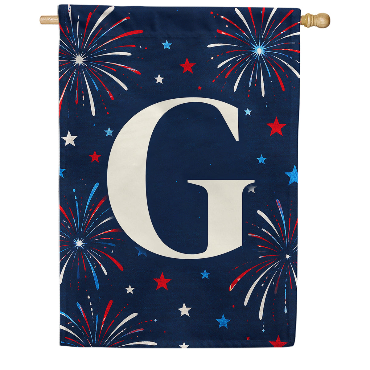 America Forever Patriotic Fireworks Monogram House Flag
