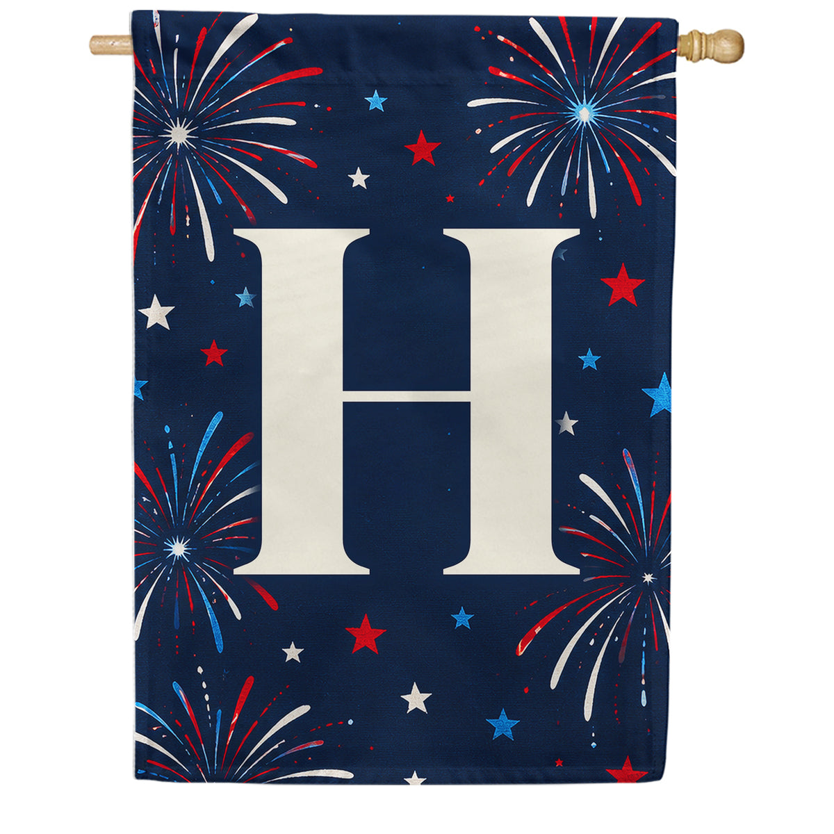 America Forever Patriotic Fireworks Monogram House Flag