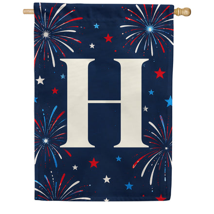 America Forever Patriotic Fireworks Monogram House Flag