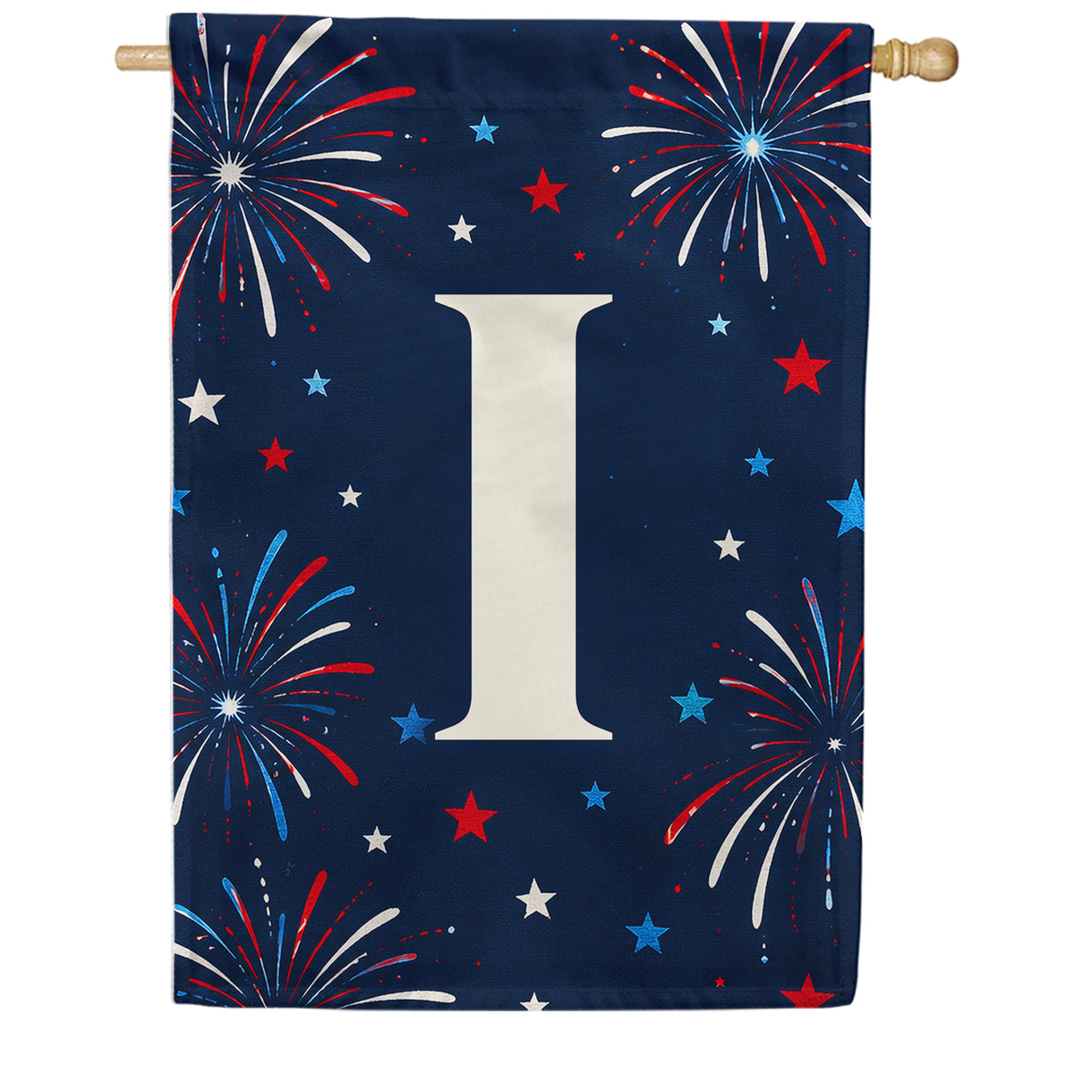 America Forever Patriotic Fireworks Monogram House Flag