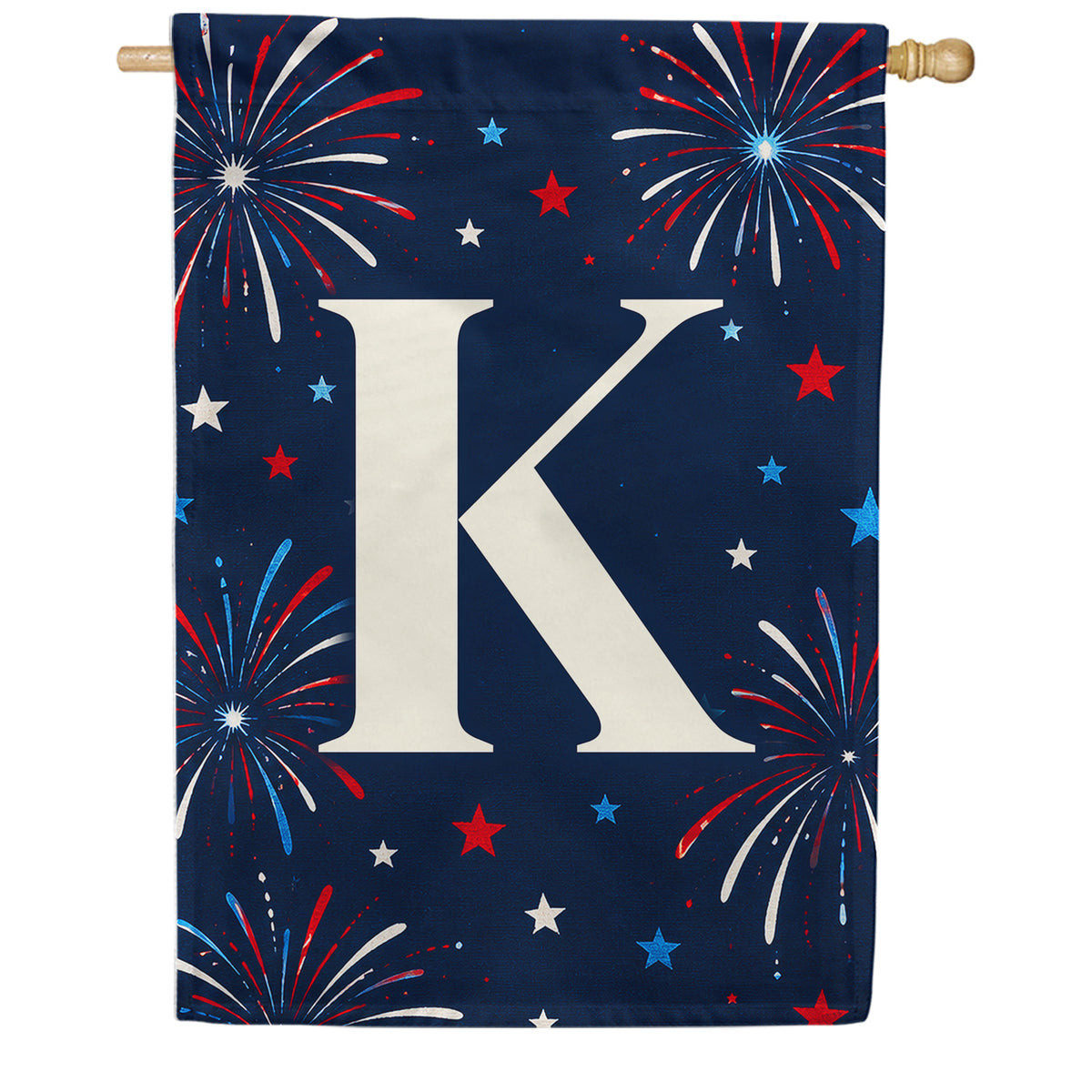 America Forever Patriotic Fireworks Monogram House Flag