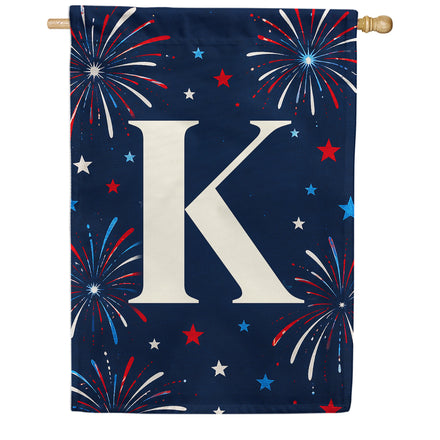 America Forever Patriotic Fireworks Monogram House Flag