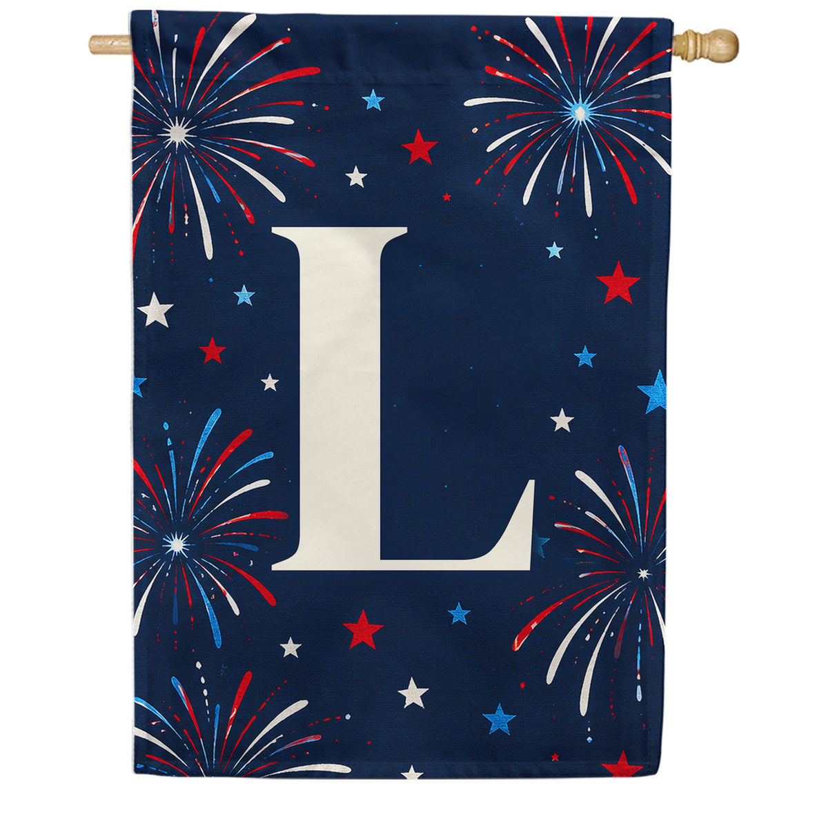 America Forever Patriotic Fireworks Monogram House Flag