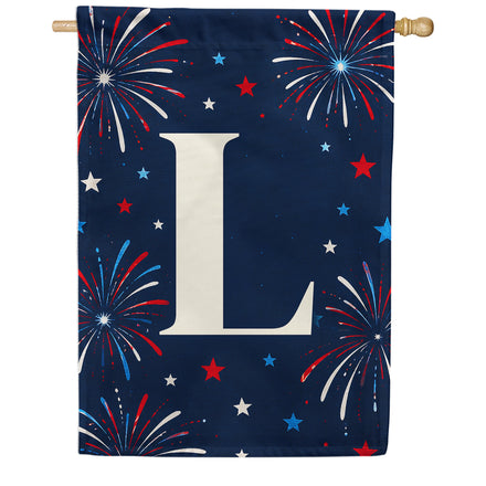America Forever Patriotic Fireworks Monogram House Flag