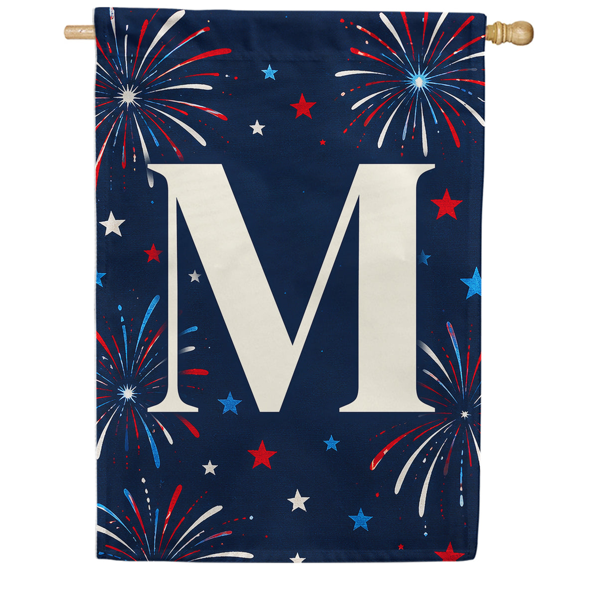 America Forever Patriotic Fireworks Monogram House Flag