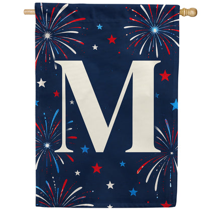 America Forever Patriotic Fireworks Monogram House Flag
