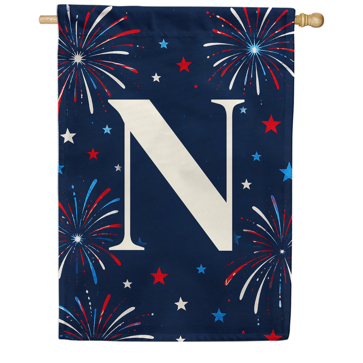 America Forever Patriotic Fireworks Monogram House Flag