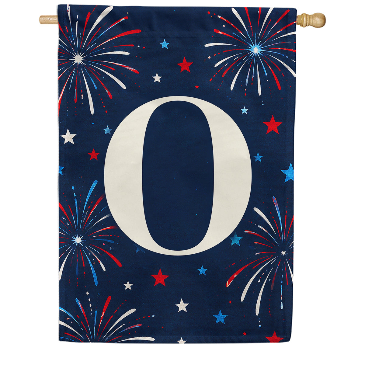 America Forever Patriotic Fireworks Monogram House Flag