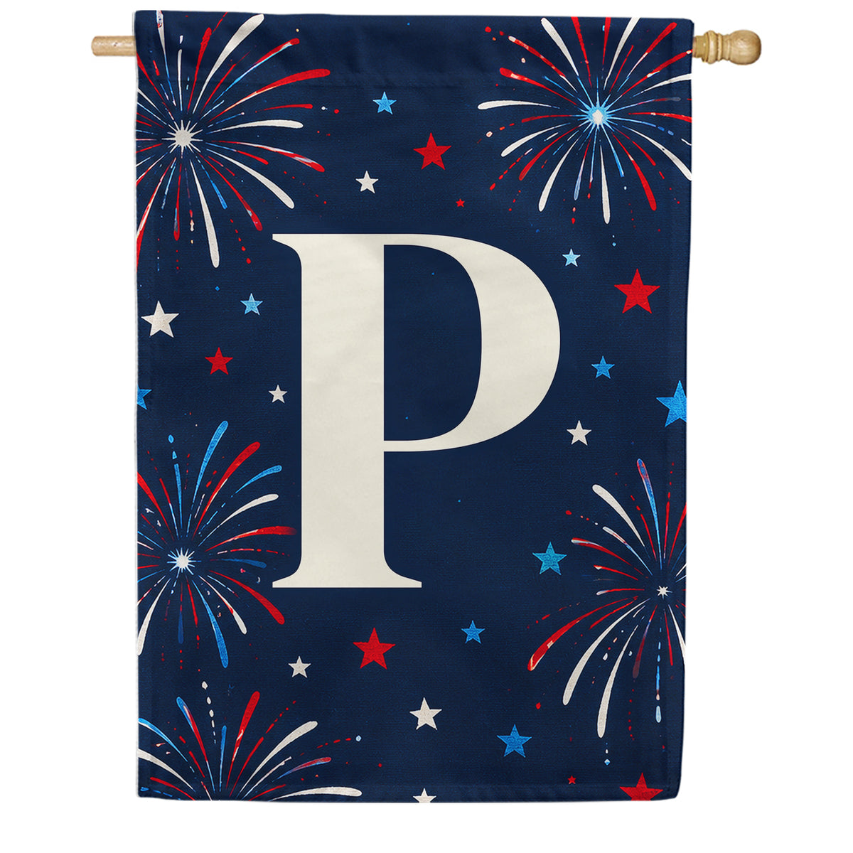 America Forever Patriotic Fireworks Monogram House Flag