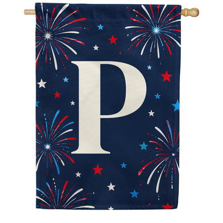 America Forever Patriotic Fireworks Monogram House Flag