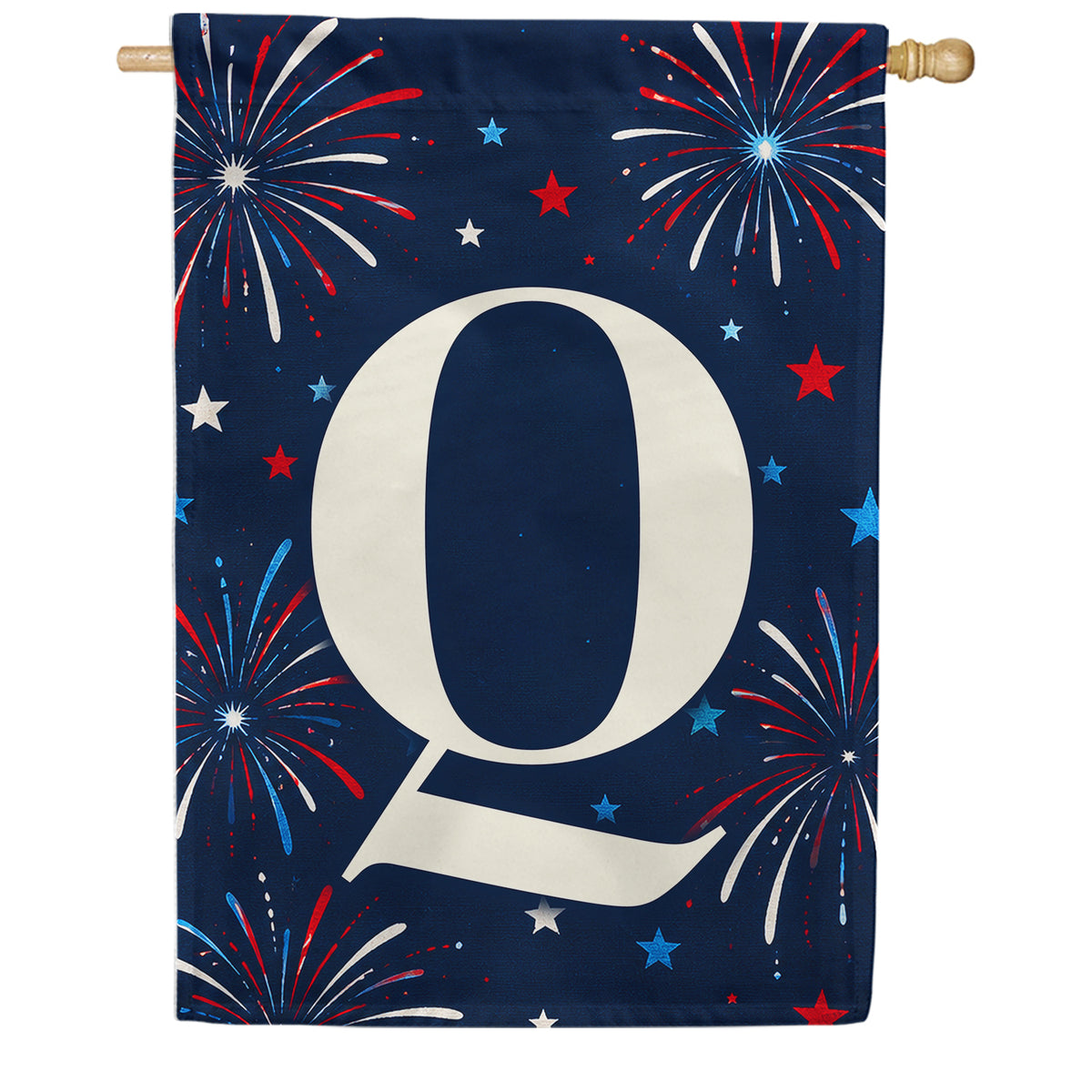 America Forever Patriotic Fireworks Monogram House Flag