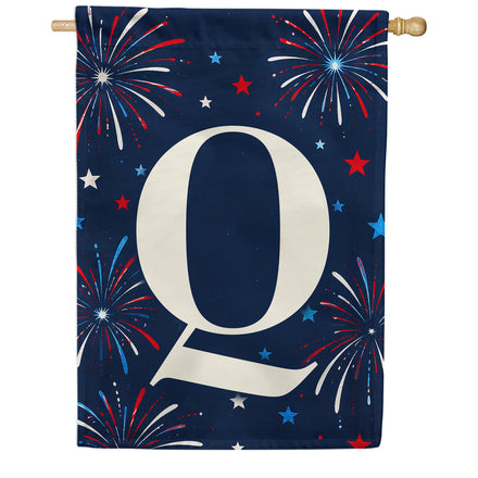 America Forever Patriotic Fireworks Monogram House Flag