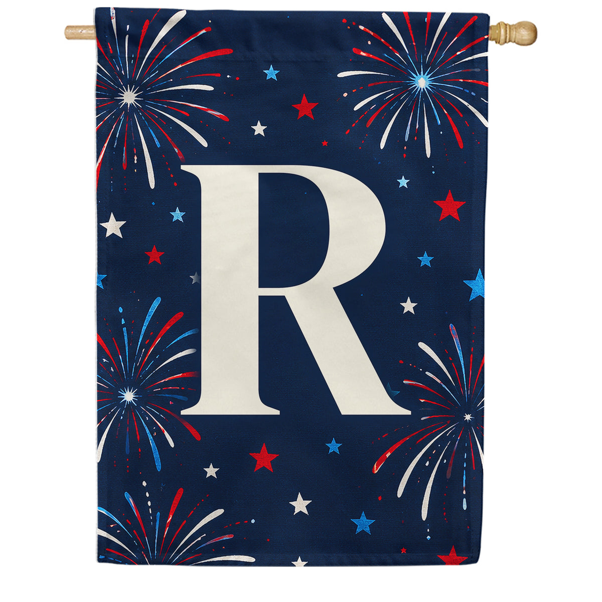 America Forever Patriotic Fireworks Monogram House Flag