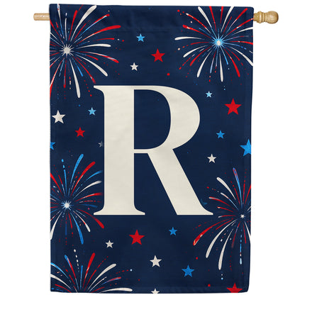 America Forever Patriotic Fireworks Monogram House Flag