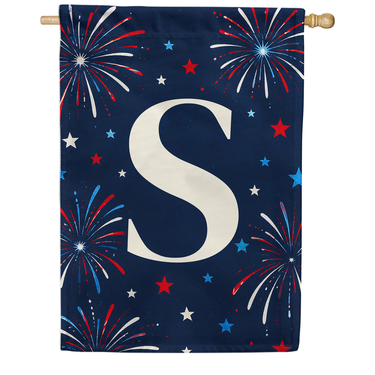 America Forever Patriotic Fireworks Monogram House Flag