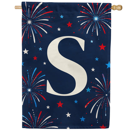 America Forever Patriotic Fireworks Monogram House Flag