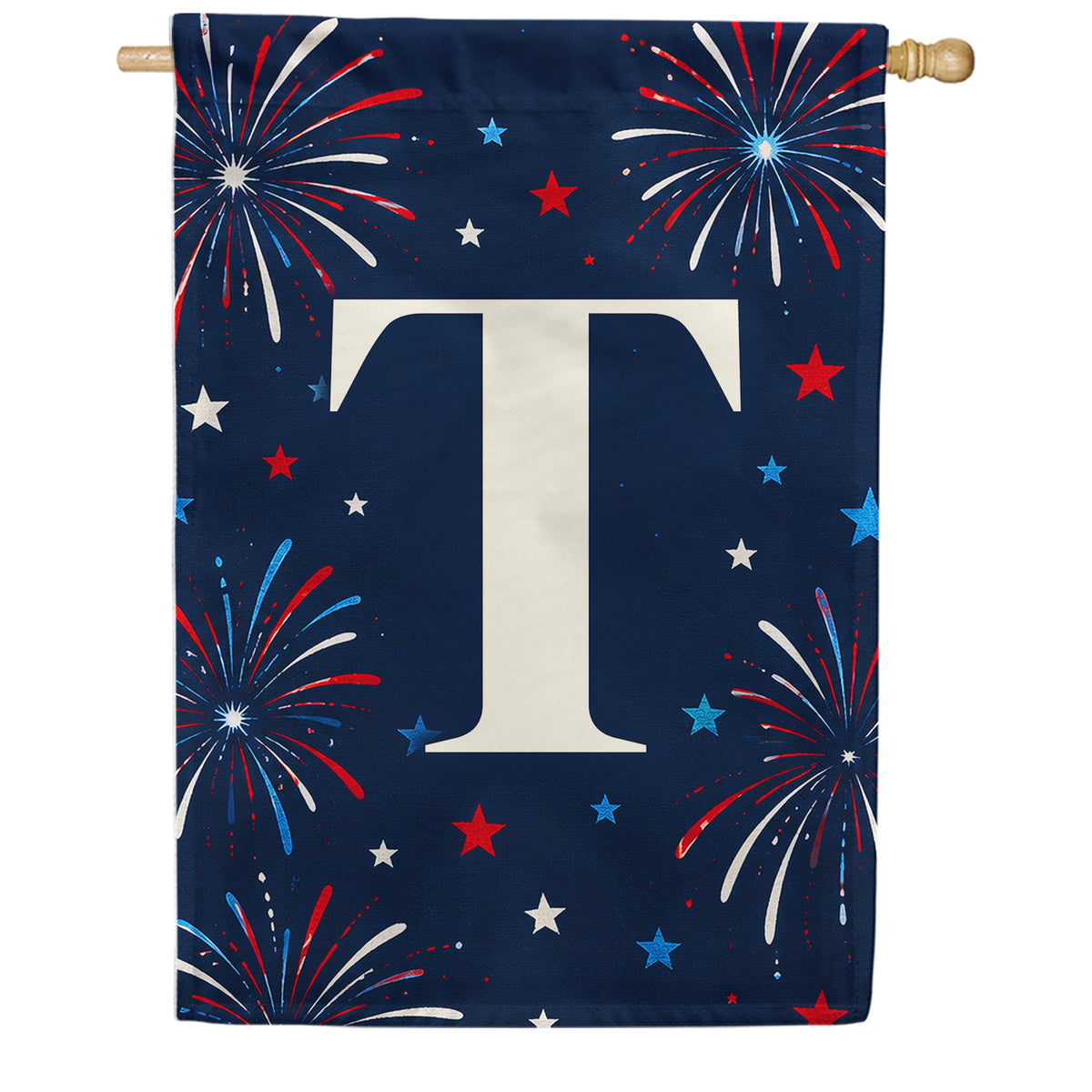 America Forever Patriotic Fireworks Monogram House Flag